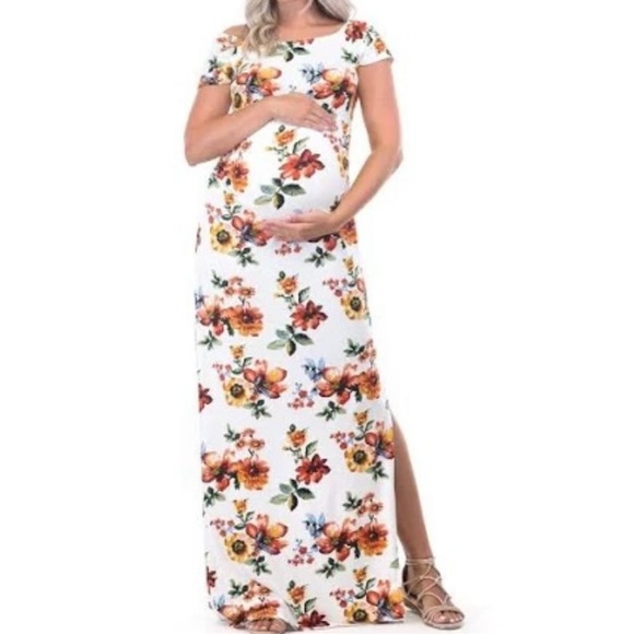 Mother Bee Maternity Short Sleeve Bodycon Floral Dress Size Small - Picture 1 of 13